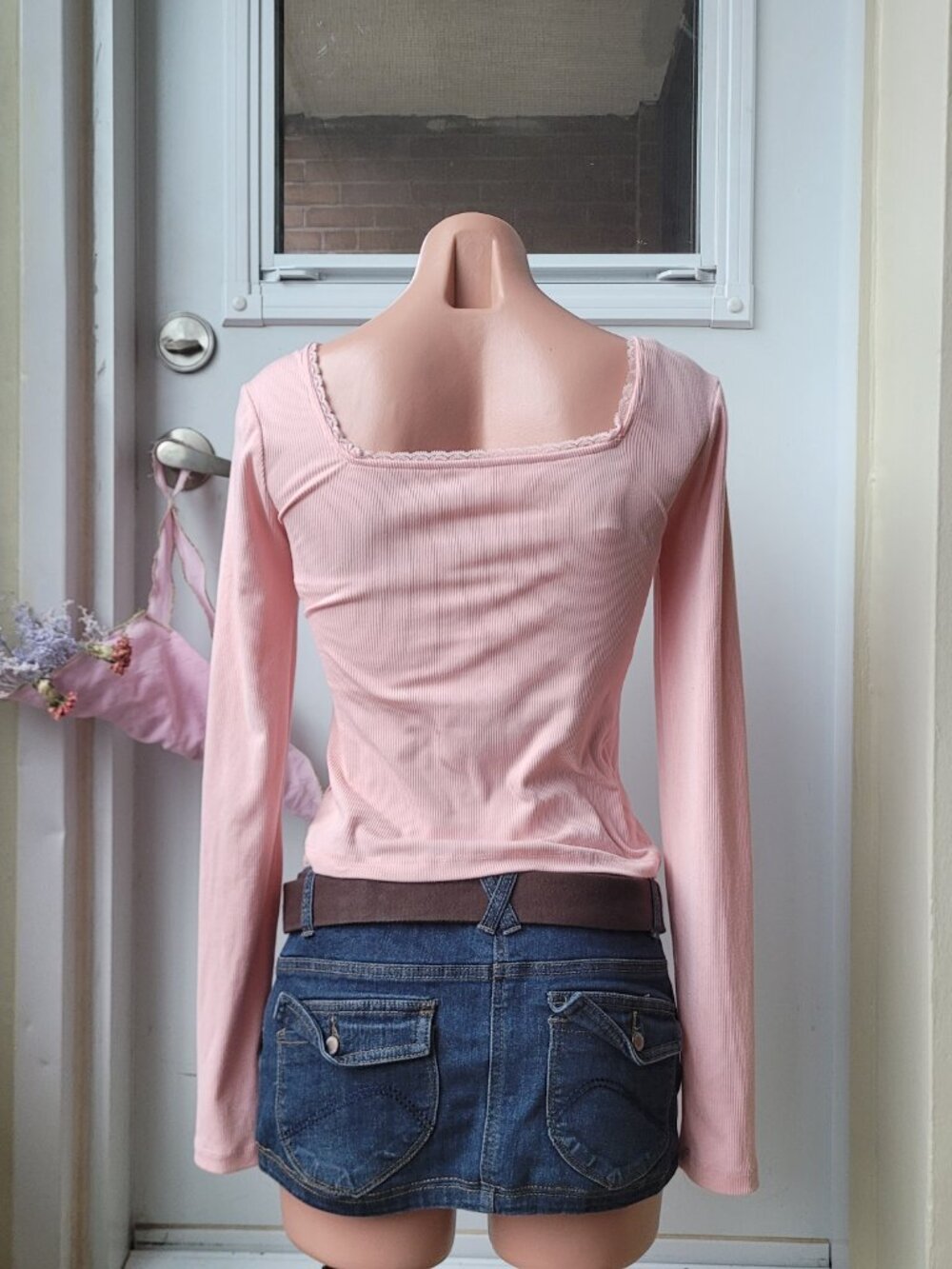 Aeropostale Baby Pink Lace Bow Babydoll Top - Picture 2 of 3